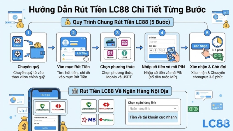 Rút Tiền LC88 – Hướng Dẫn Chi Tiết 3 Bước Nhanh Nhất 2026